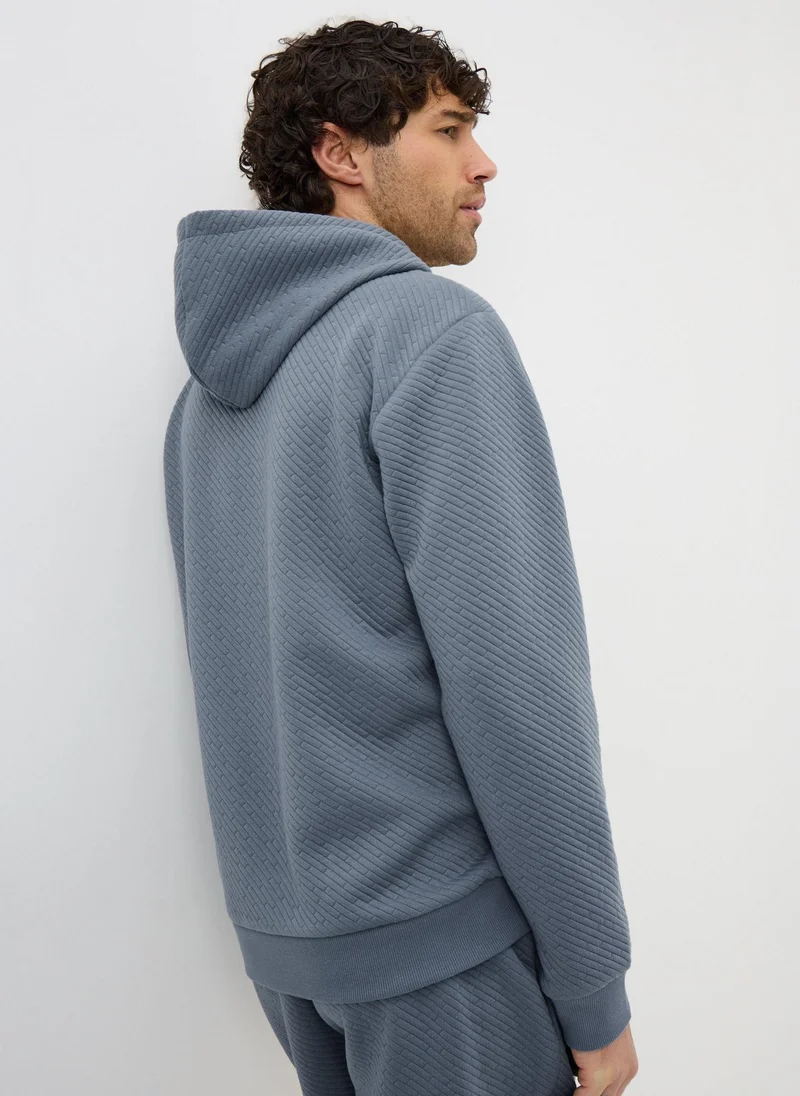 ماتلان Blue Textured Co Ord Hoodie
